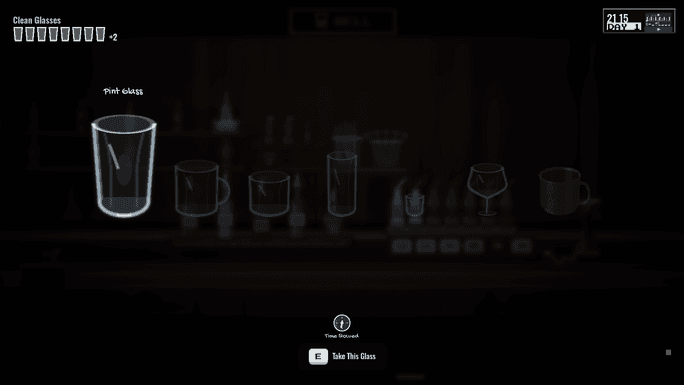 The well’s glass picker shows the different glasses available for building a drink